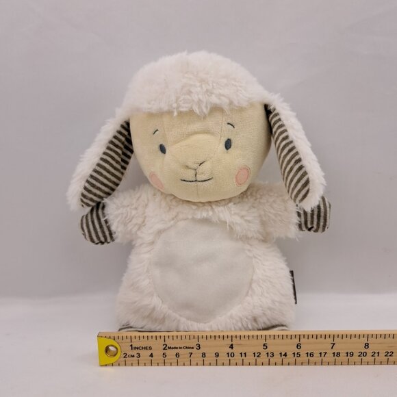 White Sheep Puppet Plush Demdaco Striped Ears Toy Nursery Rhyme 2020 Stuffed - Picture 10 of 14